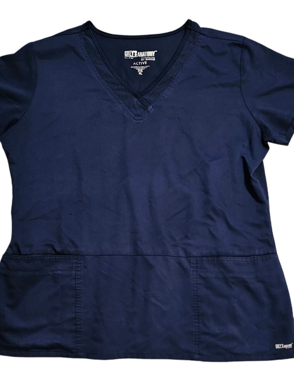 Grey's Anatomy By Barco XL Navy V Neck Womens Scrub Top